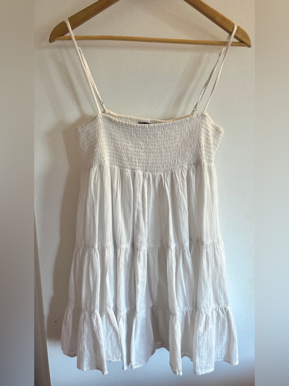 Zara White Tiered Mini Babydoll Sundress 100% Cotton